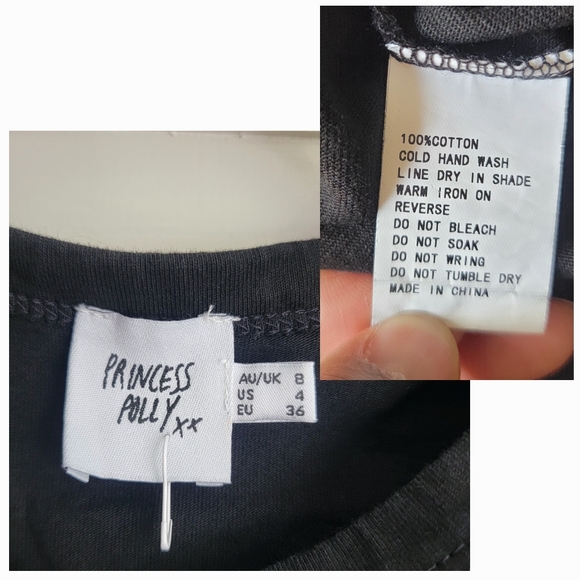 Princess Poly Black Jules Tank Top Padded Shoulders Sleeveless Muscle Shirt US 4 - Picture 13 of 13